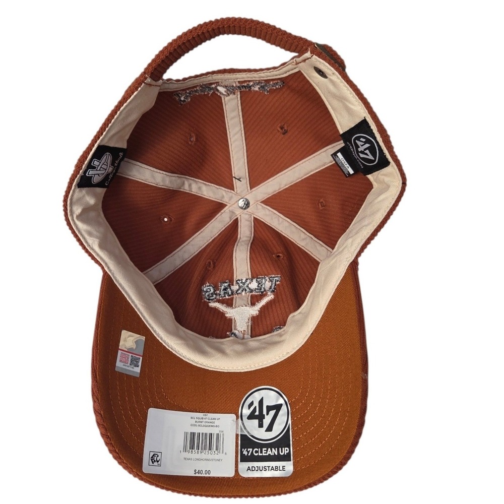 Texas Longhorns Stoney Clover Lane '47 Squib Clean Up Corduroy Hat Orange NEW‎ - Picture 4 of 8